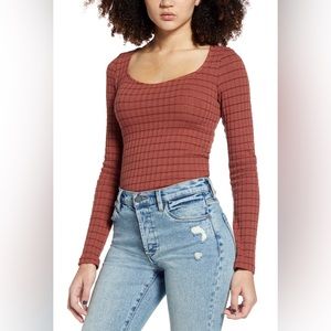 Project Social T Rust Striped Long Sleeve Knit Top - Womens size large